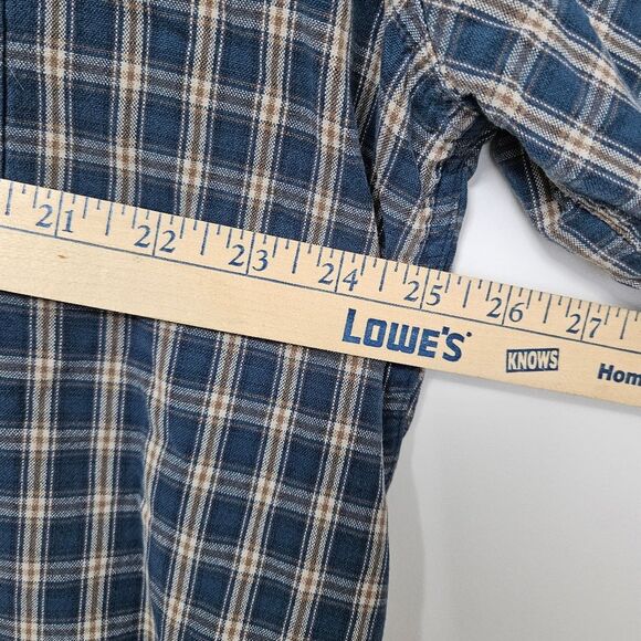 VTG WOOLRICH Shirt Men's 2XL Blue Brown Plaid Long Sleeve Button Up See Pics - Picture 8 of 10